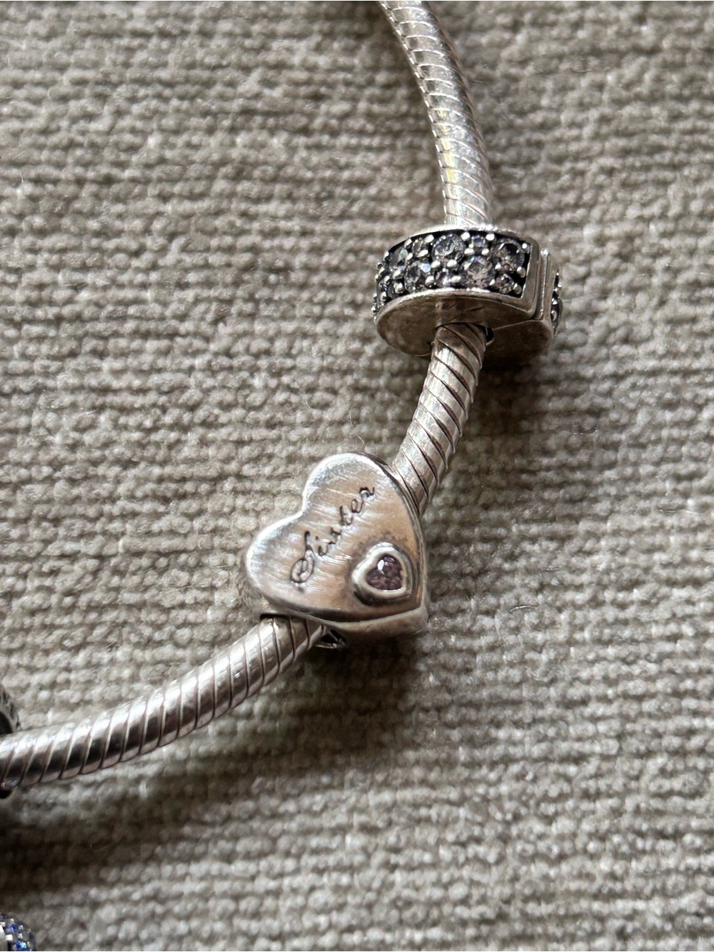 Pandora Sterling Silver Charm Bracelet w/ Eiffel Tower, Shoe & Pavé Charms - Picture 2 of 7